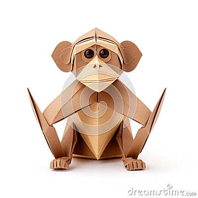 Colorful Origami monkey, Unique Paper Polygon Artwork, Ideal Pet Concept, Ai Generated Stock Photo