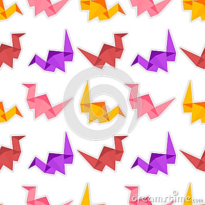 colorful origami swan seamless pattern Vector Illustration