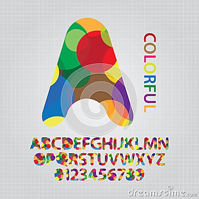 Colorful Overlap Circle Alphabet and NUmbers Vecto Vector Illustration