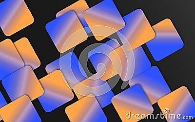 Blue and orange overlapping squares background - Abstract geometric shapes wallpaper Stock Photo