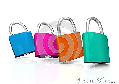 Colorful Padlocks Stock Photo