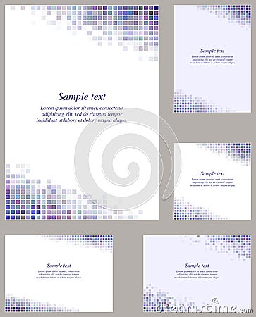 Colorful page corner mosaic template set Vector Illustration