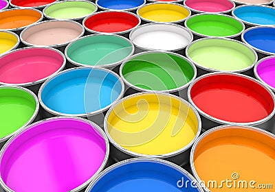 Colorful Paint Buckets Illustration Stock Photo