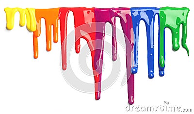 Colorful paint dripping isolated Stock Photo