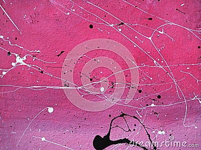 Paint drops on a pink wall abstract Stock Photo