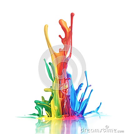 Colorful paint splashing Stock Photo