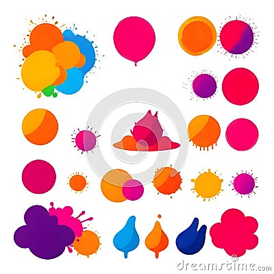 colorful paint splatters and holid design shapes on a white background Vector Illustration