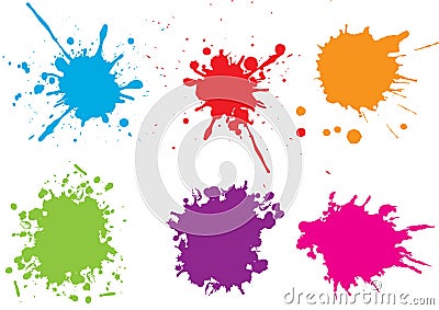 Colorful paint splatters.Paint splashes set.Vector illustration. Vector Illustration