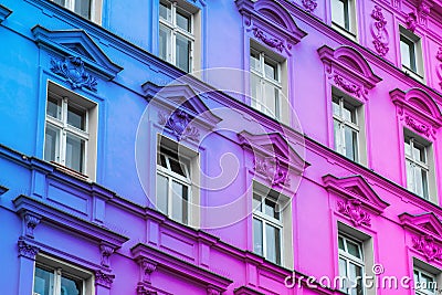 Colorful painted beautiful old building facade Stock Photo