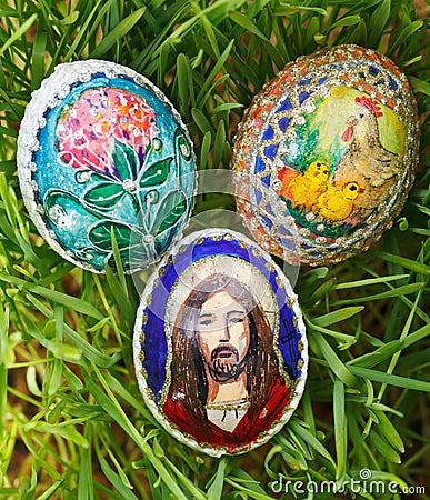 Colorful painted easter eggs Stock Photo