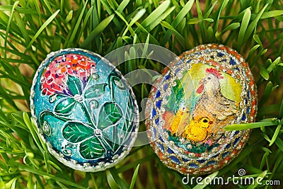 Colorful painted easter eggs Stock Photo