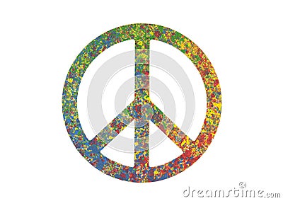 Colorful painted peace symbol isolated on white Stock Photo