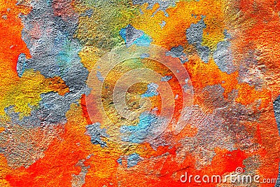 Colorful painted plastered concrete wall. Colors of rainbow Stock Photo