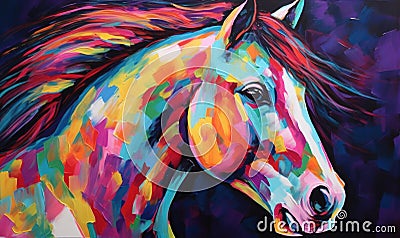 Colorful painting horse artwork is celebration of color Creating using generative AI tools Stock Photo