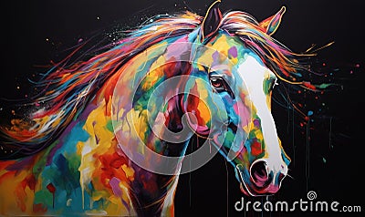 Colorful painting horse artwork is celebration of color Creating using generative AI tools Stock Photo