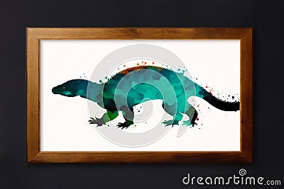 A colorful painting of a lizard on abstract watercolor background. Watercolor painting of the chameleon. Generative AI Stock Photo