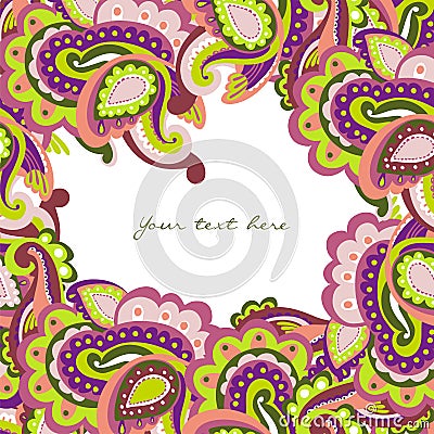 Colorful paisley frame Vector Illustration