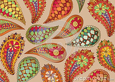 Colorful paisley pattern Vector Illustration
