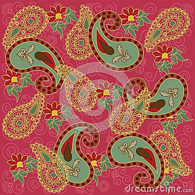 Colorful Paisley in Pink Vector Illustration