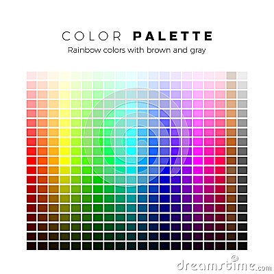 Colorful palette. Set of bright colors of rainbow palette. Full spectrum of colors with brown and gray shades. Vector illustration Vector Illustration