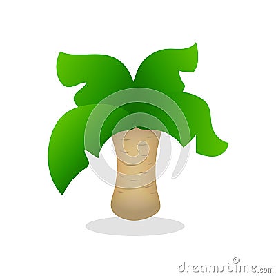 Colorful palm tree vector logo on white background. Cute palm tree icon isolated. Funny coco palm tree with green leaf Stock Photo