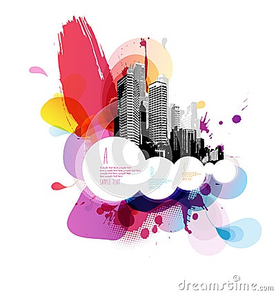 Colorful panorama city. Vector Illustration