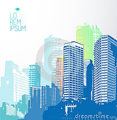 Colorful panorama city. Vector Illustration
