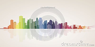 Colorful panorama city vector background Vector Illustration