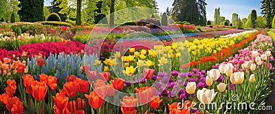 colorful panorama of of various flower heads. Stock Photo