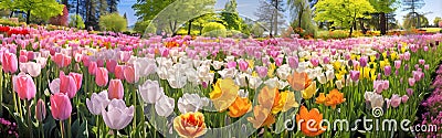 colorful panorama of of various flower heads. Stock Photo