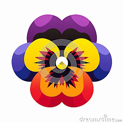 Colorful Vector Illustration Of Pansy Flower With Geometric Abstractions Stock Photo