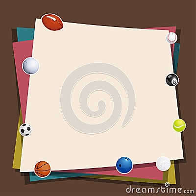 Colorful Paper and Ball Games Stickers Background Cartoon Illustration