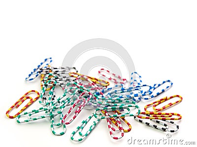 Colorful paper clip on white background. Stock Photo