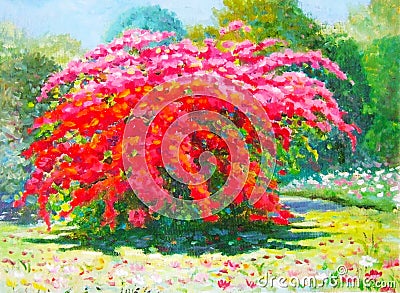 Colorful of paper flower tree and emotion at the garden Stock Photo