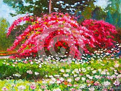 Colorful of paper flower tree and emotion at the garden Stock Photo