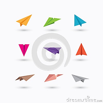 Colorful paper plane icons Vector Illustration