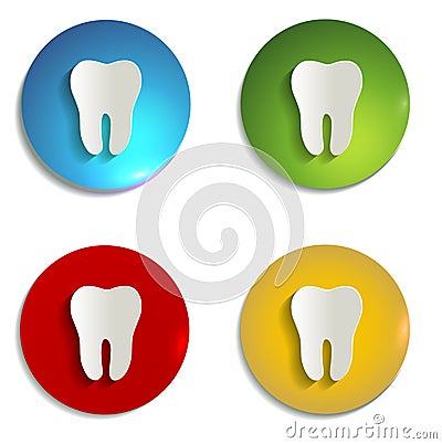 Colorful Paper tooth symbol set Vector Illustration