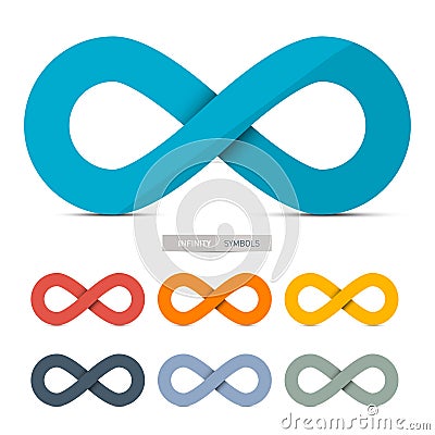 Colorful Paper Vector Infinity Symbols Set Vector Illustration