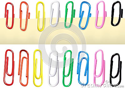 Colorful Paperclips isolated on a White Vector Illustration