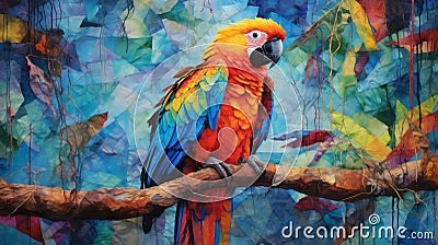 Colorful Parrot Artwork With Abstract Background By David Michael Bowers Stock Photo