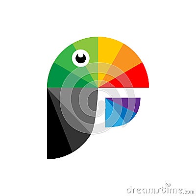 Colorful parrot as logo Stock Photo