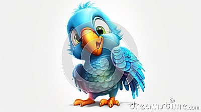 Colorful parrot, cartoon illustration - generative AI, AI generated Cartoon Illustration