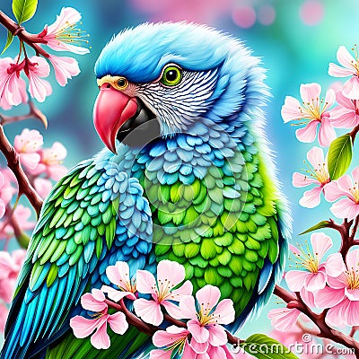 colorful parrot 3d illustration Cartoon Illustration