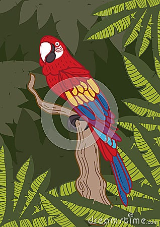 Colorful parrot - freehand drawing Vector Illustration