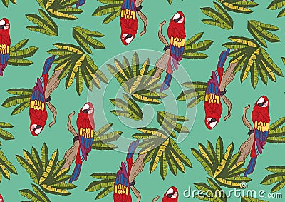 Colorful parrot - pattern design Vector Illustration