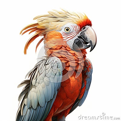 Colorful Parrot Portrait In Zbrush Style: Editorial Illustrations Stock Photo