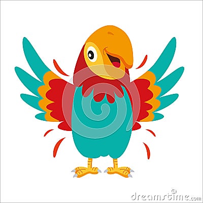 A Colorful Parrot On White Background Vector Illustration