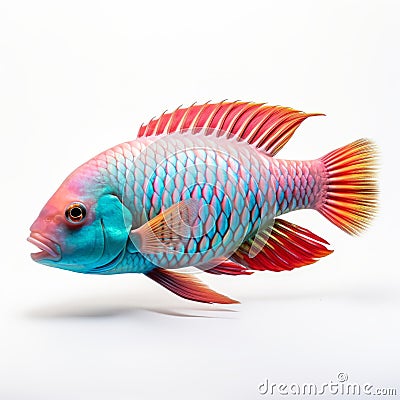 Colorful Parrotfish Swimming In A White Background Stock Photo