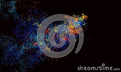 Colorful particles, abstract graphics. Stock Photo