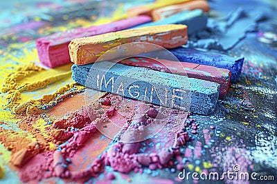colorful pastel chalks with the word 